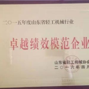 山東省輕工業(yè)機械行業(yè)卓越績效模范企業(yè)